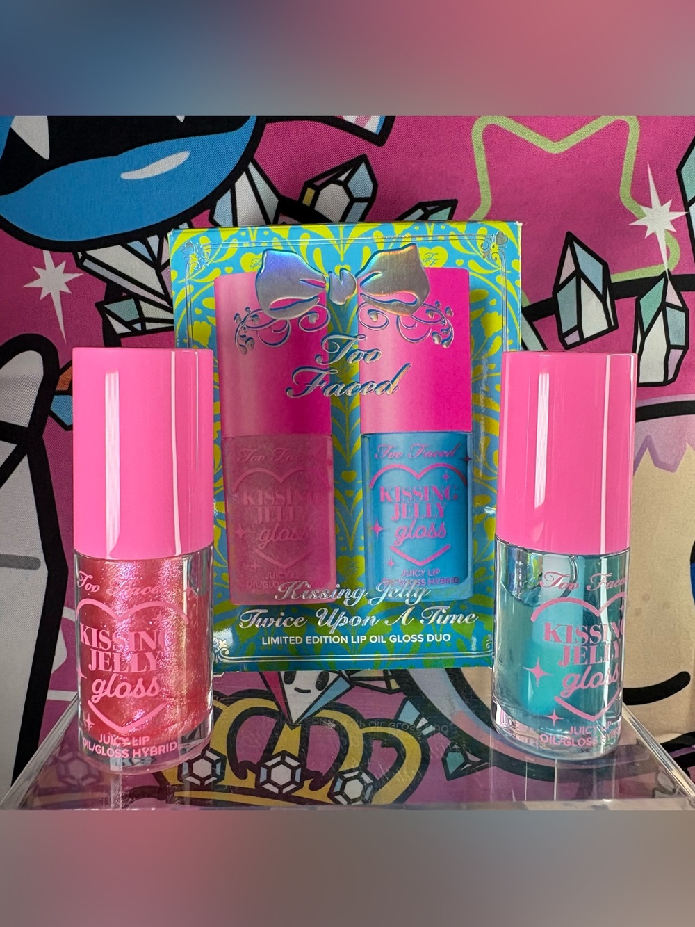 Too Faced Kissing Jelly Twice Upon A Time Limited Edition Lip Oil Gloss Duo Set